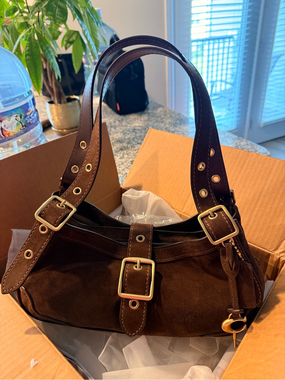 Brown Suede Shoulder Bag - Drifter 31 Coach - Picture 2 of 5